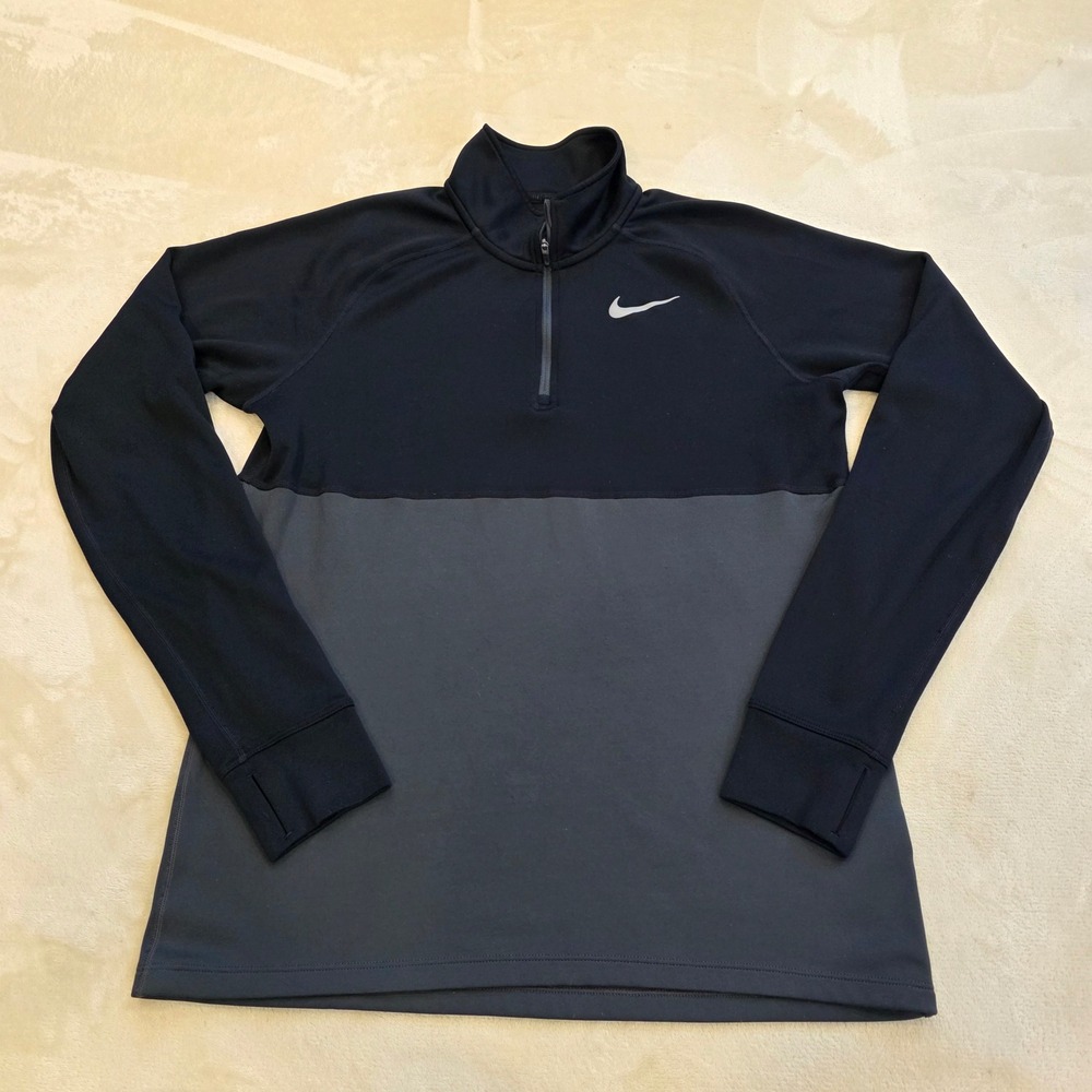 Nike Dri-Fit Mens M Half Zip Running Pullover Jacket Shirt Black Gray 648588-010